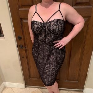 City Chic Black Lace Body Con Large Dress